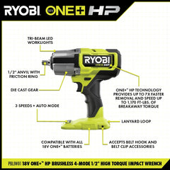 18V ONE+ HP Brushless 4-Mode 1/2" High Torque Impact Wrench Kit