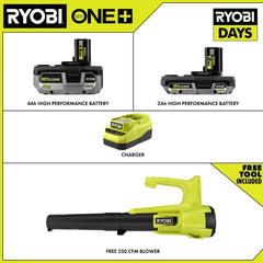 18V ONE+ 4Ah & 2Ah LITHIUM HIGH PERFORMANCE STARTER KIT WITH FREE 18V ONE+ 250 CFM BLOWER